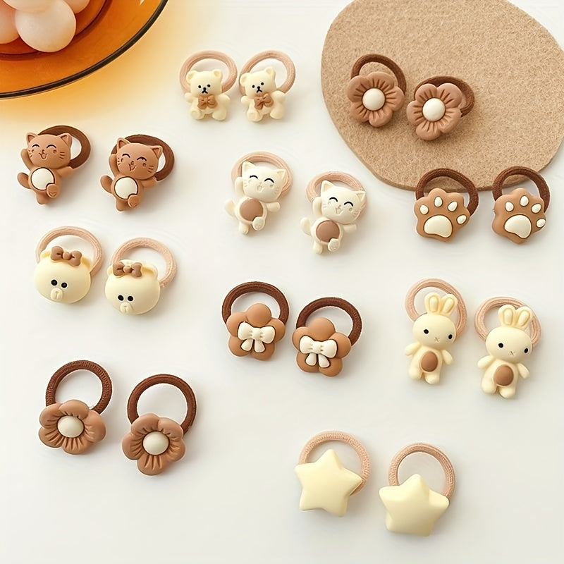 10/20/30/40/50pcs Cute Cartoon Hair Ties, Suitable for Hair Styling at Parties and Holidays, Perfect Gifts for Girls.