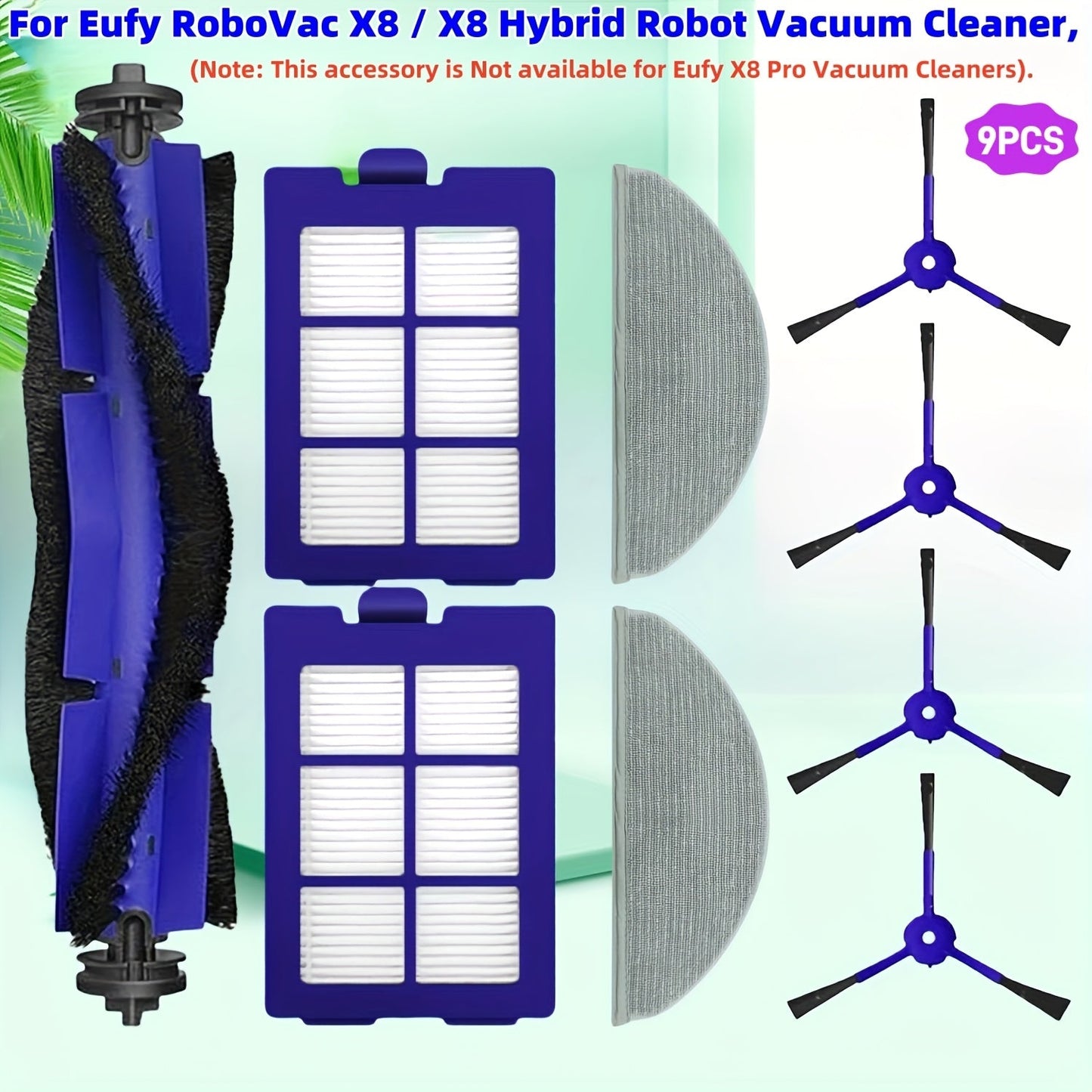 Eufy RoboVac X8/X8 Hybrid uchun almashtirish qismlari - Plastik materialdan yasalgan pol qo'shimchalari aksessuarlarini o'z ichiga oladi. Iltimos, ushbu qismlar Eufy X8 Pro bilan mos kelmasligini unutmang.