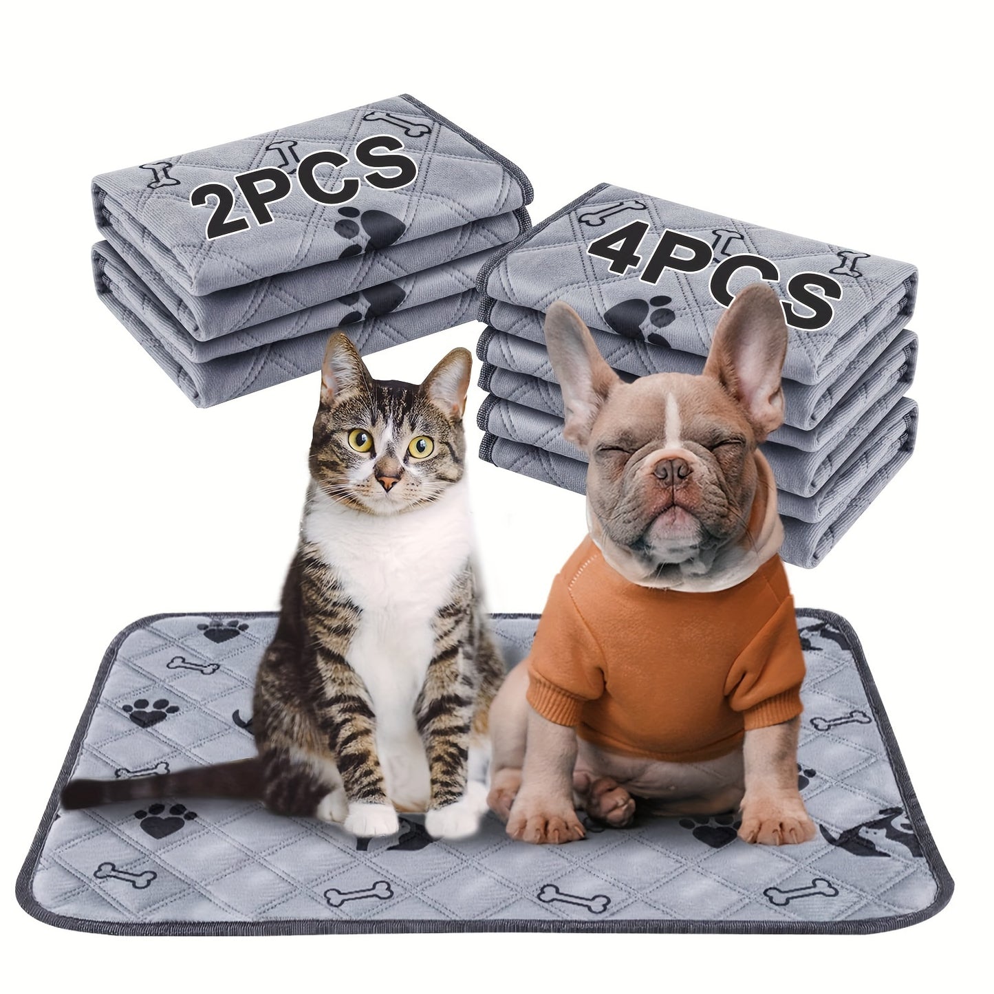 Washable Cartoon Print Dog Pee Pad for Puppies & Cats - Leak-proof, absorbent training mat. Great for kennels, cars, sofas.