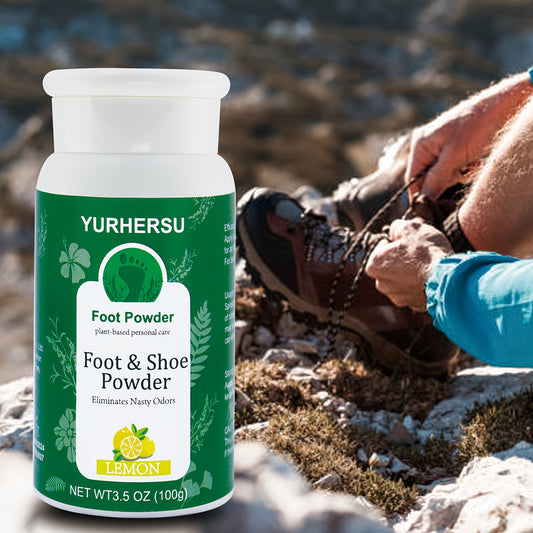 YURHERSU Lemon-Scented Foot & Shoe Powder - 3.5oz, Alcohol-Free, Keeps Feet Dry & Clean, Natural Formula for Hands & Nails, Lemon Fresh Scent, Moisturewicking Powder for Foot, Hand & Nail