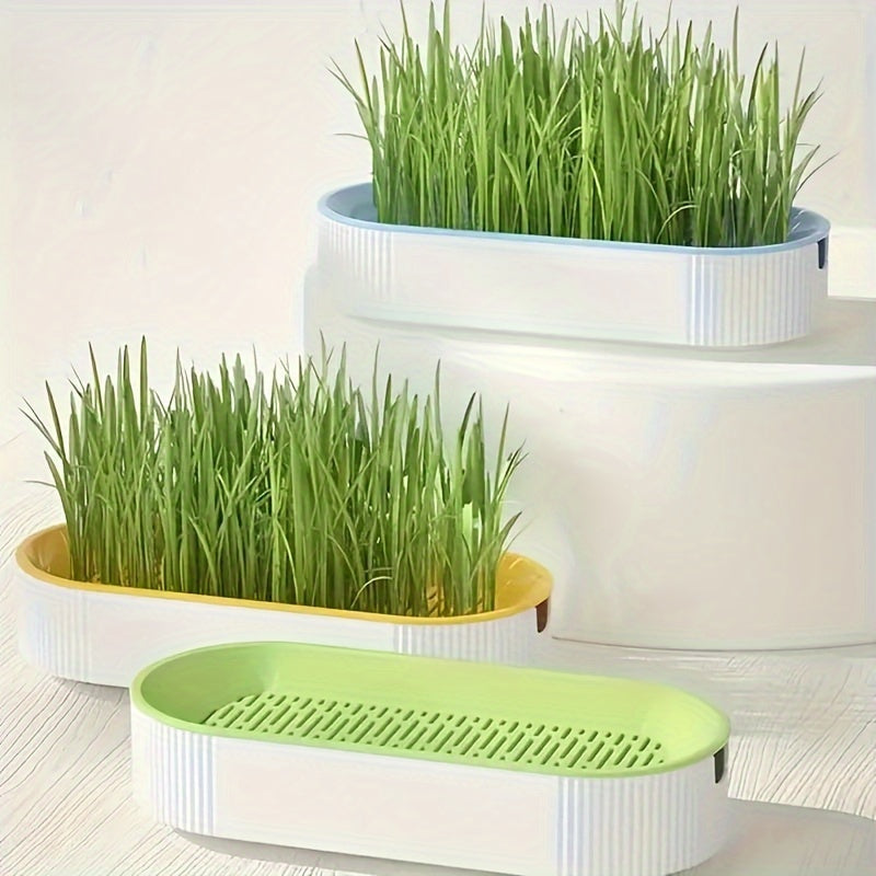 Hydroponic Cat Grass Growing Kit with Easy Sprout System, Durable Tray, Ideal for Indoor Gardening