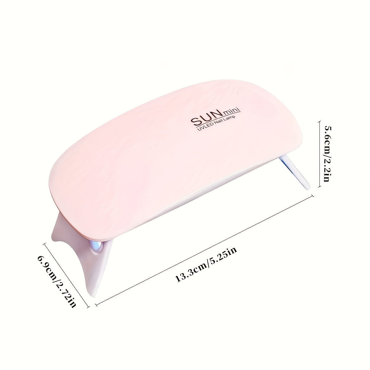 Compact USB-powered nail dryer lamp with foldable design and 6 UV/LED beads for fast gel polish drying on hands and feet.