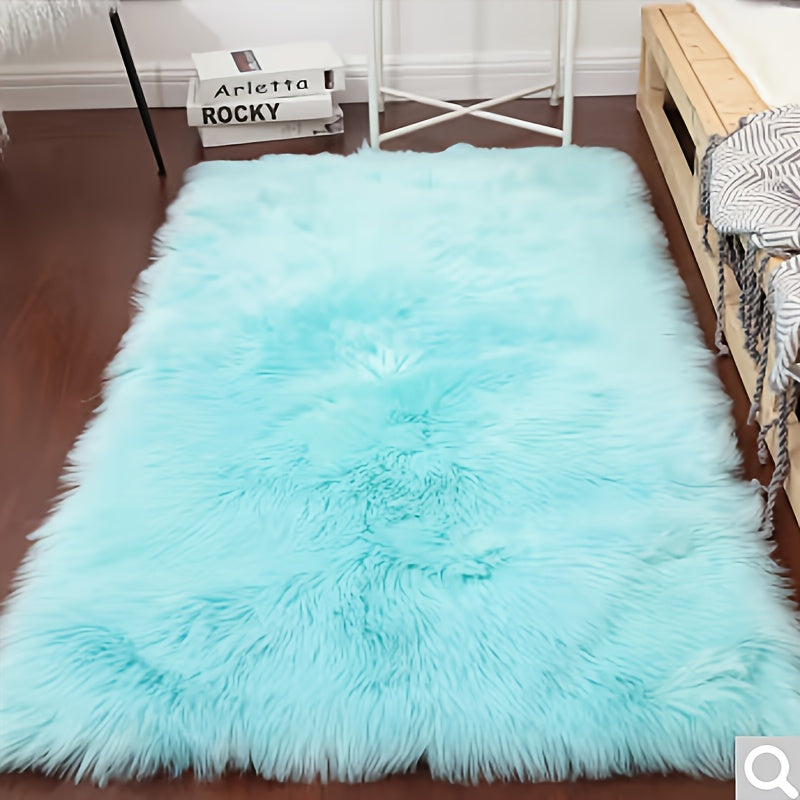 Plush White Faux Sheepskin Rug - Luxurious, Easy to Clean Carpet for Living Room & Bedroom, Ideal Holiday Present