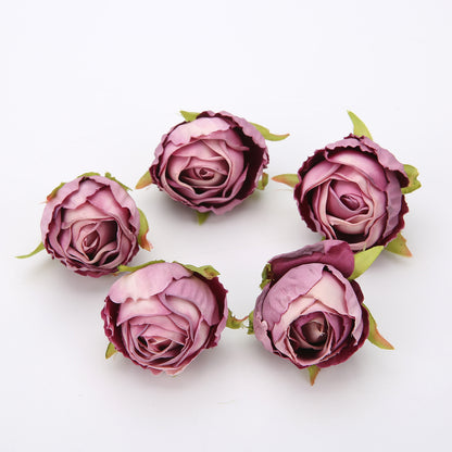 10 pieces of silk tea buds roses for DIY wedding bouquets and Christmas decorations.