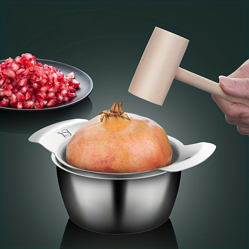 Set of 3 tools for peeling pomegranates, made of durable 304 stainless steel. Includes a meat picker, fruit peeler, and arils removal tool. Easy to use and perfect for removing seeds from pomegranates in the kitchen. Ideal for home cooks.