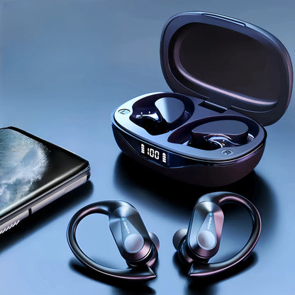 Lenovo ThinkPlus LP75 Wireless Earbuds with HiFi Sound, Over-Ear Design, Wireless Connectivity, USB-C Fast Charging Case, Ideal for Sports.