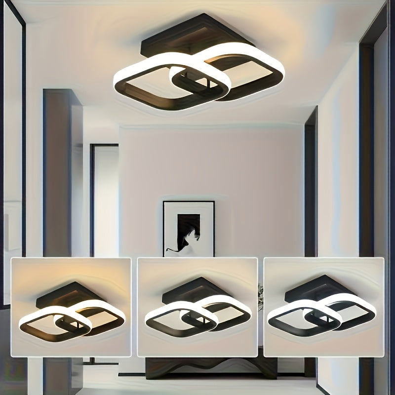 LED ceiling light fixture made of aluminum alloy, energy-efficient, with adjustable color temperature and dimming options. Designed for bedrooms, bathrooms, and kitchens.