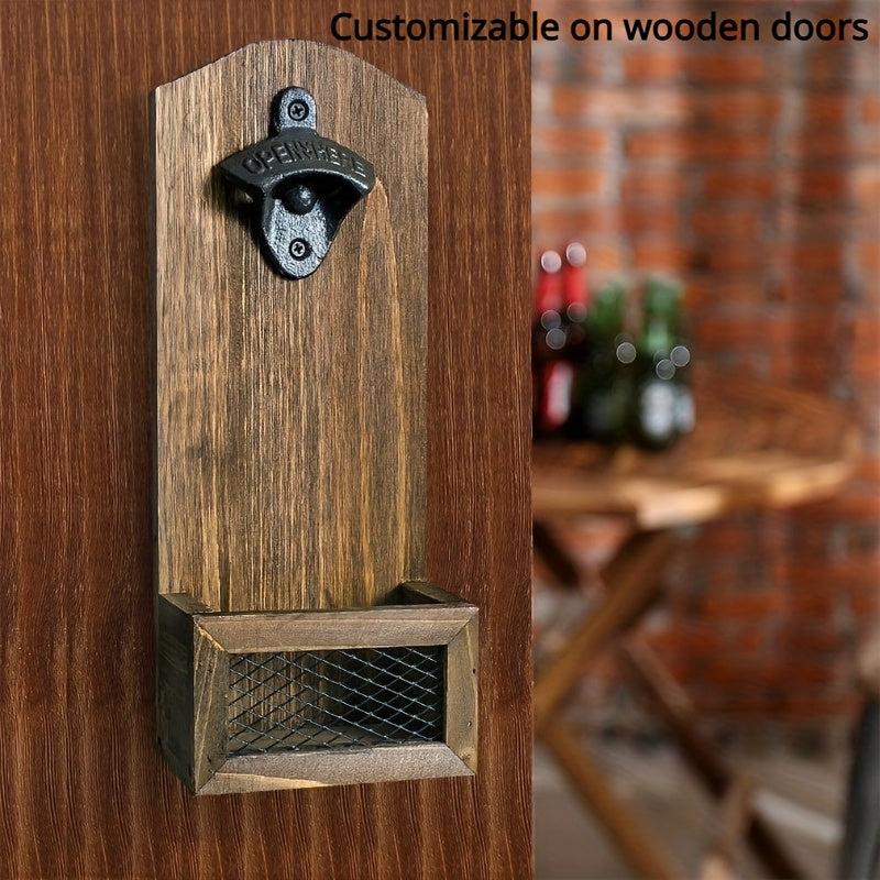 Durable vintage cast iron wall-mounted bottle opener for home, bar, and parties.