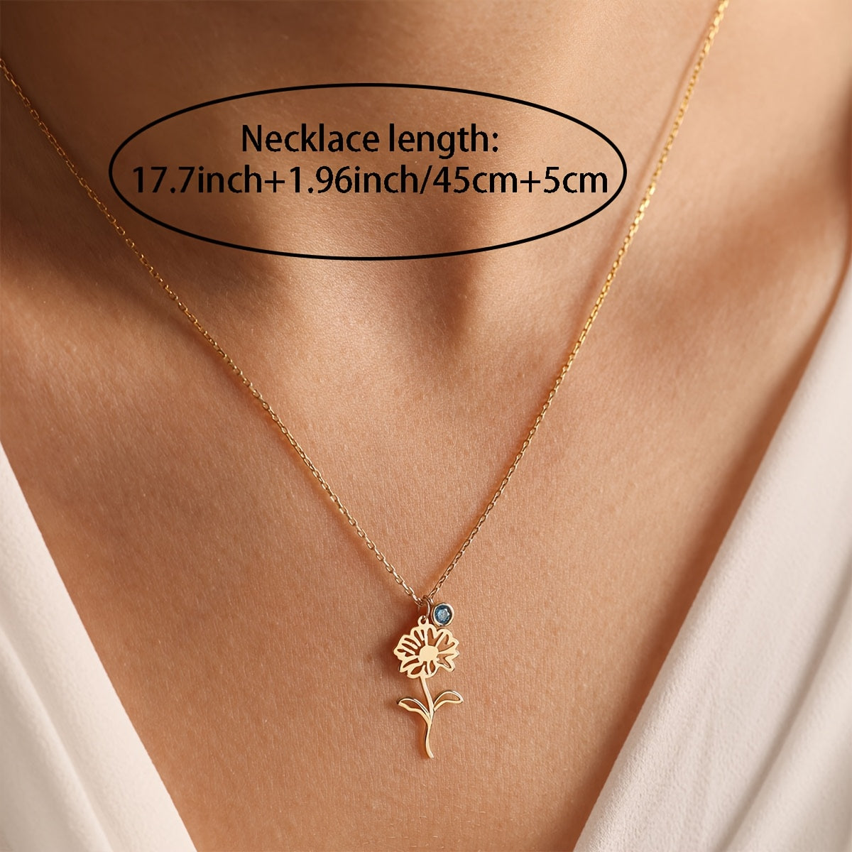 Customize your own Birth Flower Pendant Necklace for Women, crafted with 18K Gold Plated Stainless Steel. Add a Birthstone to create a unique piece. Its elegant and simple style makes it the perfect gift for any occasion, whether it be daily wear or