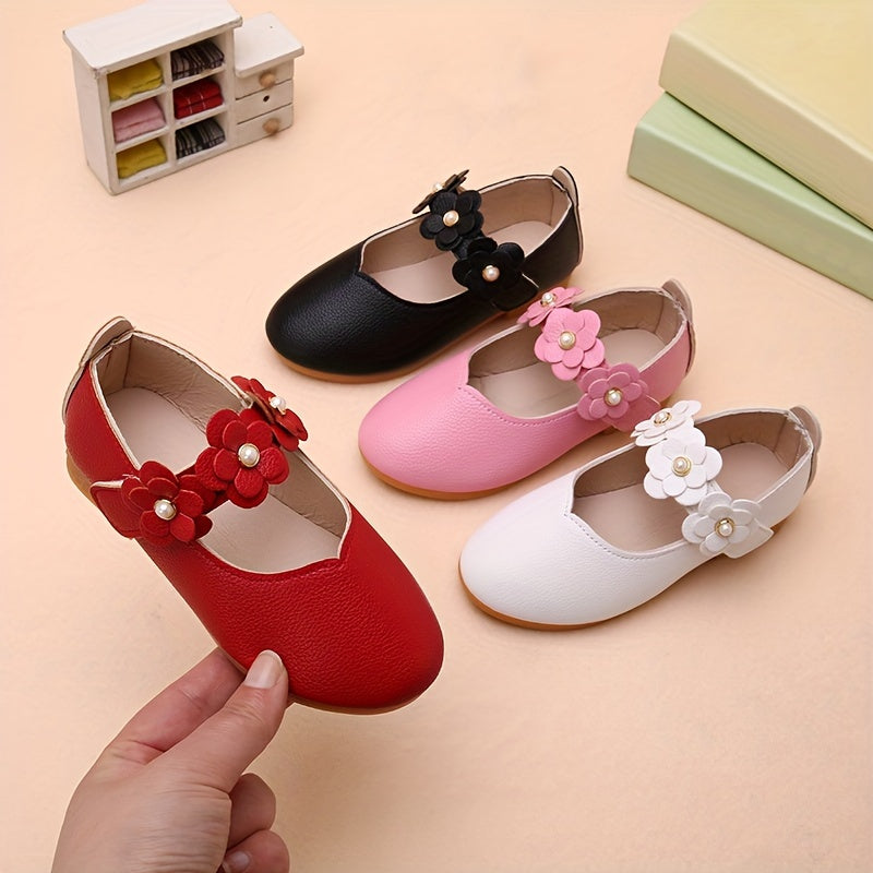 Stylish Flower Mary Jane Shoes for Girls: Lightweight, Non-Slip, Comfortable for Parties, All Seasons.