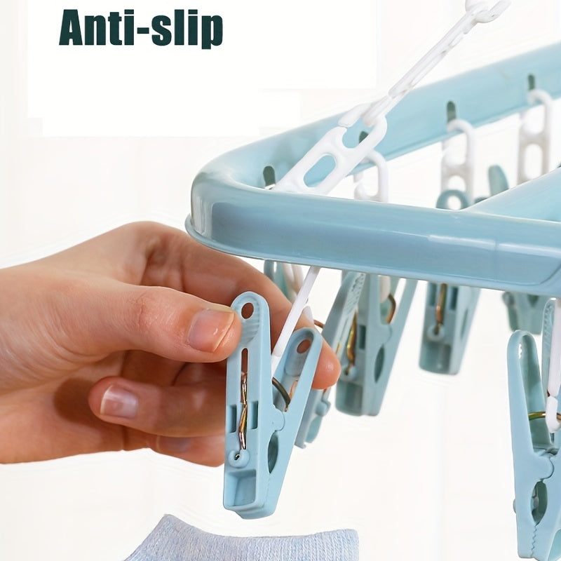 The Yunce 32 Clips Folding Drying Rack is perfect for organizing baby and toddler accessories. It can be hung in the wardrobe to keep things tidy and prevent them from getting blown away. This rack is also great for drying saliva towels. It makes a