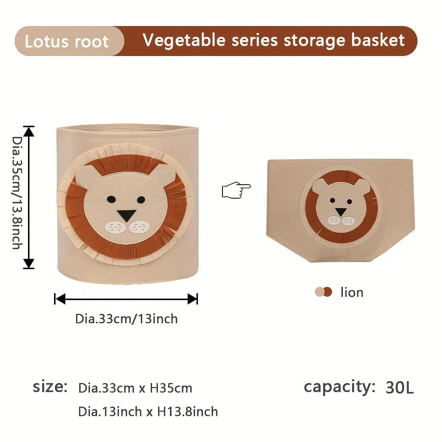 Круглый ведерко с дизайном мультяшных животных - милое и удобное решение для хранения игрушек детей, одежды для детской и белья - большое, складное и очаровательное