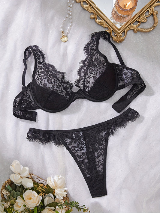 Sensual Lace Bra and Panty Set for Women