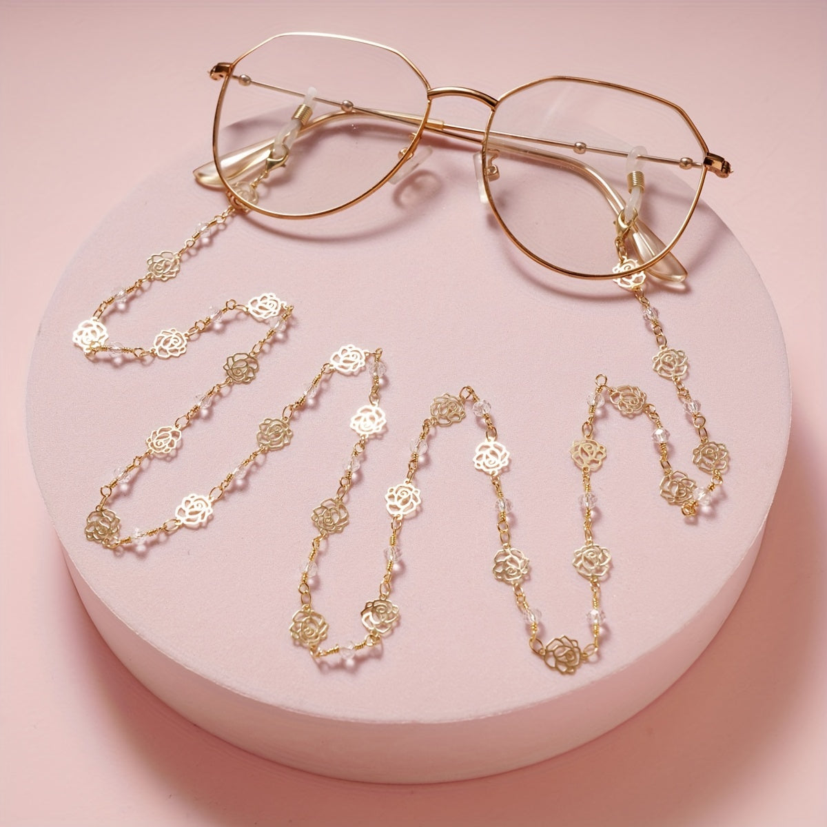 Vintage Rose Eyeglass Chain: Stylish Strap to Secure Eyeglasses Around your Neck and Hold your Mask in Place