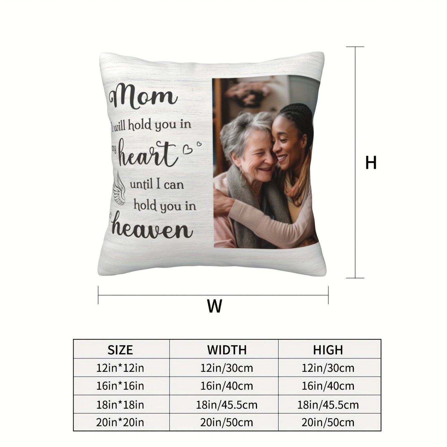 Personalized Photo Pillowcase: Mom, Forever in My Heart - Thoughtful Gift for Family, Home Decoration, Memorial Keepsake for Remembering a Loved One (Pillow Core Not Included)