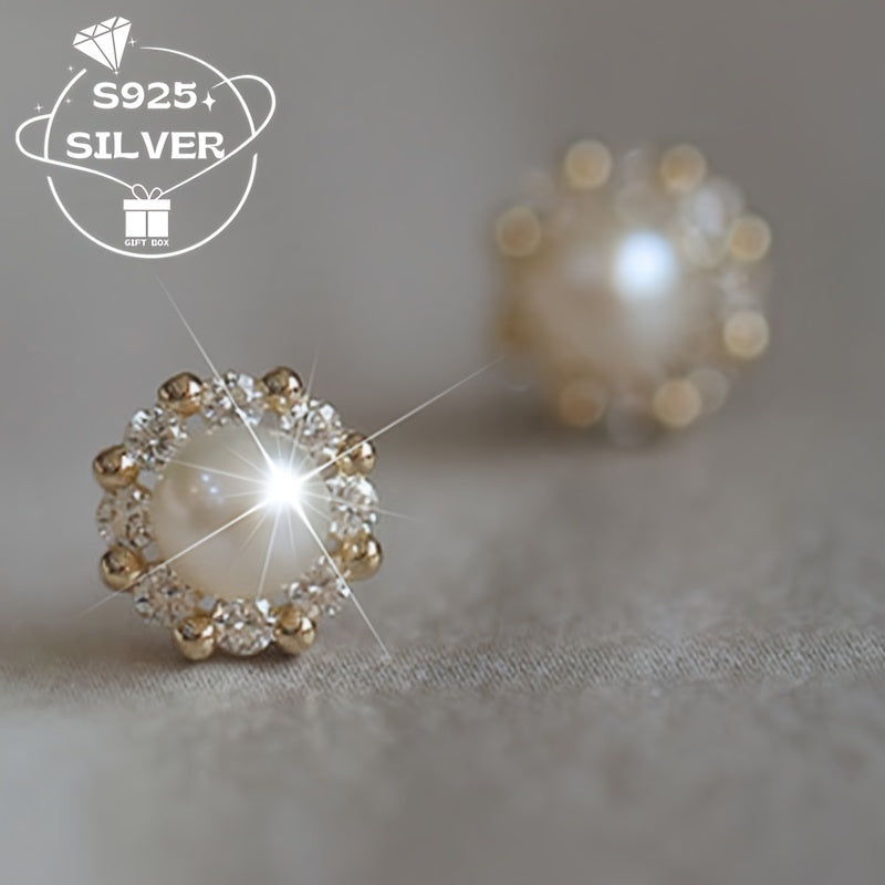 Vintage Charm Freshwater Pearl Earrings made of 925 Sterling Silver - Hypoallergenic - Ideal for Everyday Wear and Gifting - Versatile for Any Season.