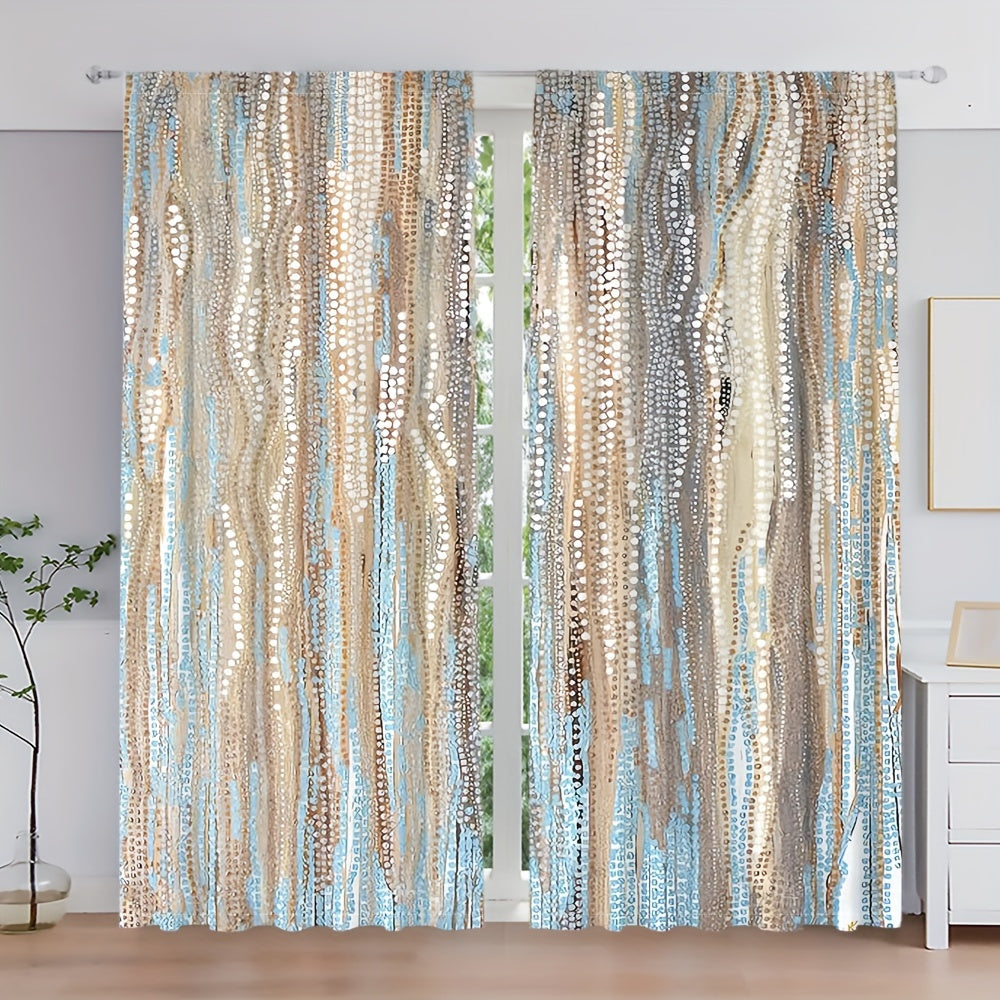 Two Rod Pocket Design Curtains for Bedroom and Living Room, Decorative Window Drapes for Home Decoration, Room Treatments and Decor