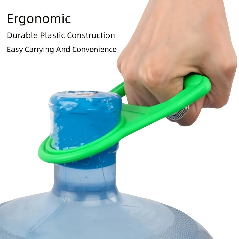 Durable plastic water bottle carrier handle for office, camping, and restaurant use. Ideal for carrying water dispensers with ease.