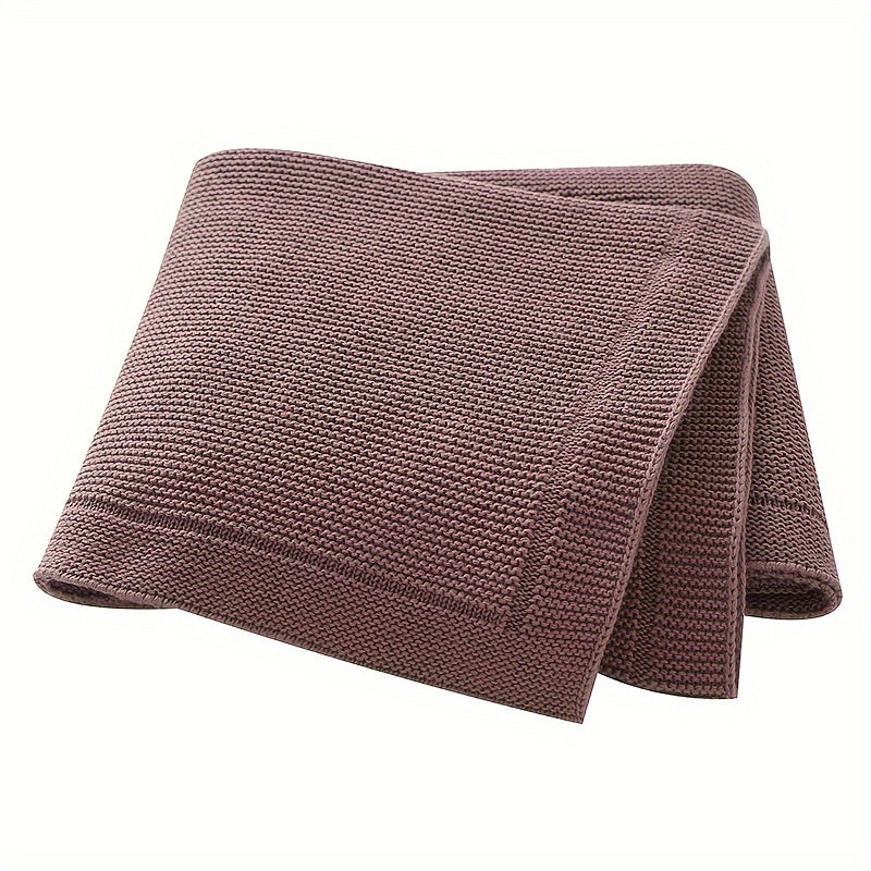 Versatile Knitted Baby Blanket in Solid Color, Ideal for Home, Travel, and Celebrations