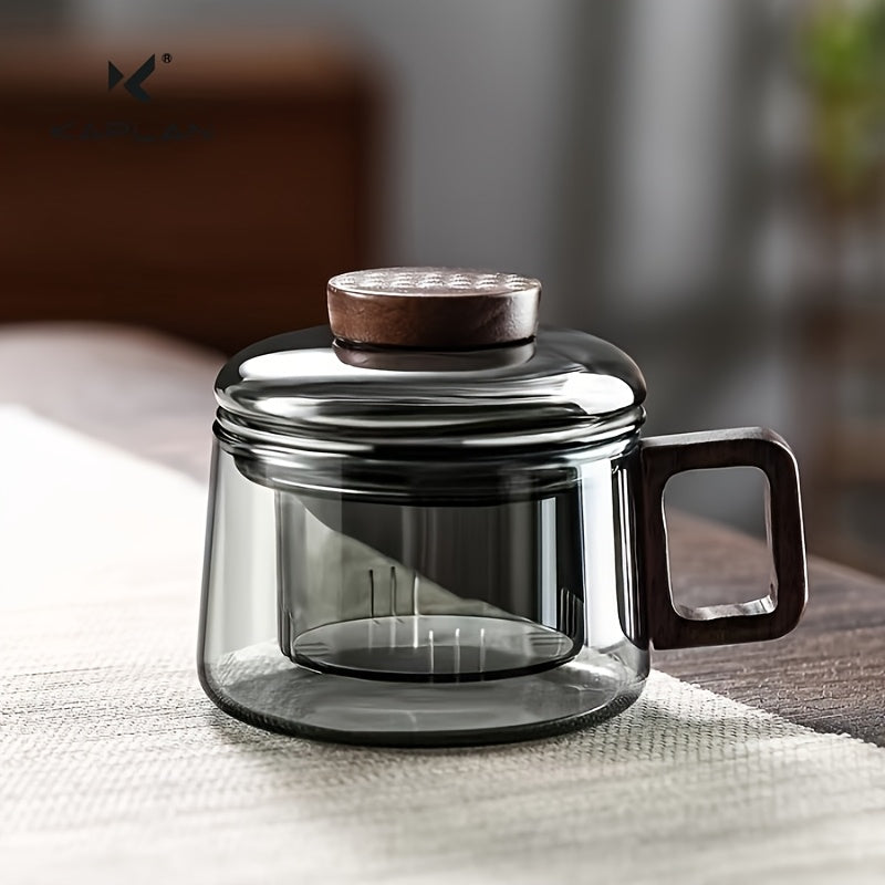 1 pc 200ml glass tea cup with infuser, heat-resistant, reusable, ideal for home and office, great for loose leaf tea.