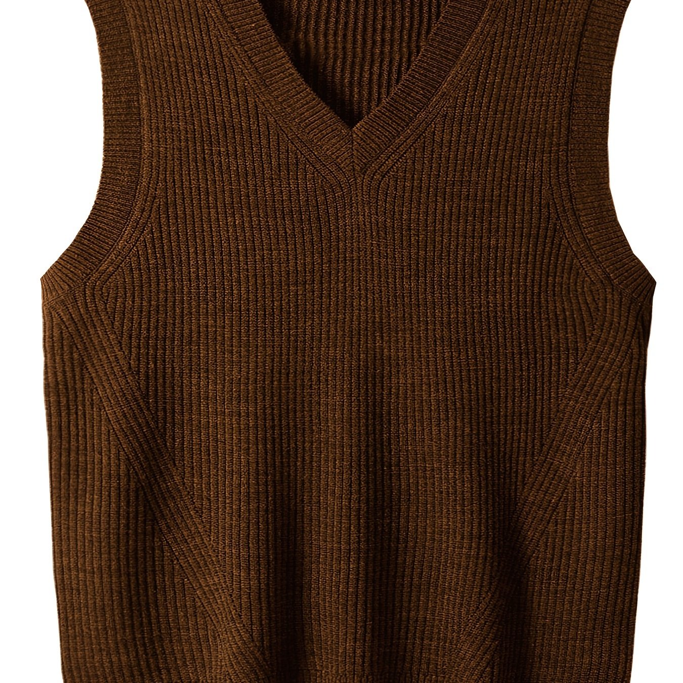 Oversized solid knit vest sweater for plus size men, perfect for spring and autumn, trendy sleeveless style for males.