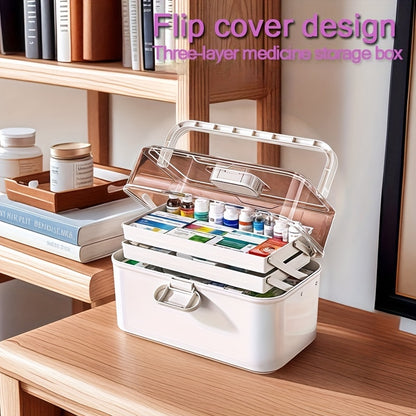 3-Tier Medicine Organizer made of durable ABS plastic, ideal for RV travel and home emergency preparedness.