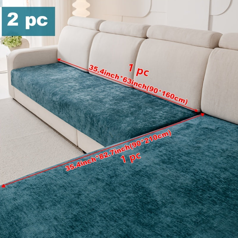 Chenille sofa protection pad set - pet-friendly, non-slip, scratch-resistant - machine washable polyester covers for various sofa sizes.