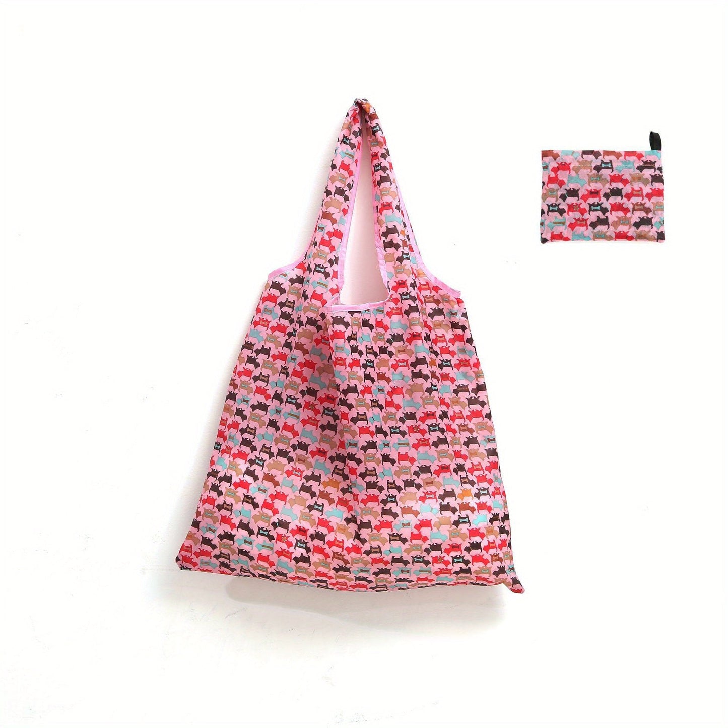 Large Capacity Folding Shopping Bag with Portable Printed Hand-held Storage Bag - Reusable Oxford Cloth Bag for Household Supplies