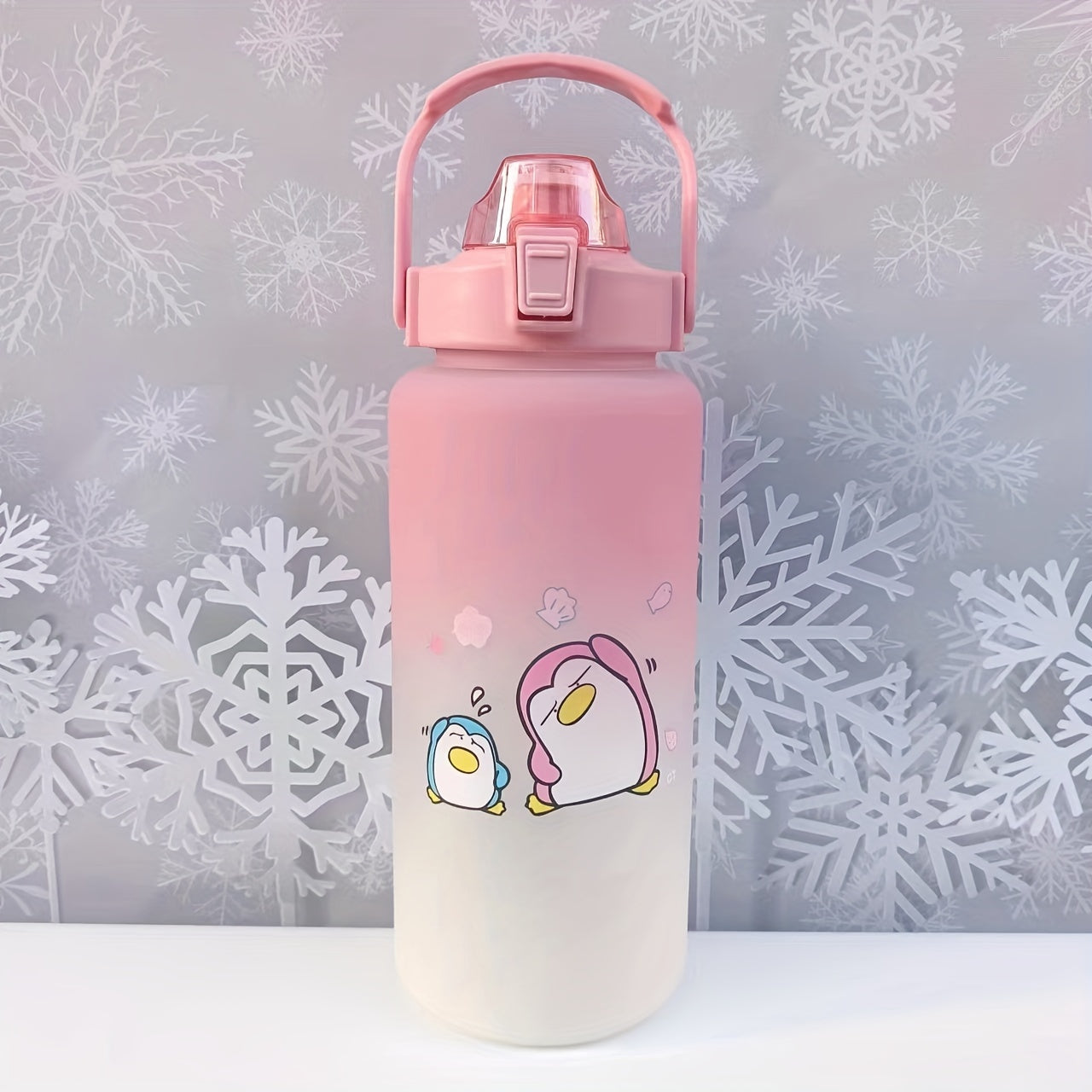 Cartoon sports water bottle set in three sizes (300ml, 700ml, 2L) for camping, hiking, and fitness. Perfect for outdoor activities and makes for great birthday gifts.