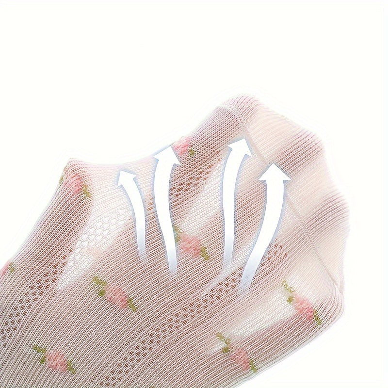 5 girls' mesh socks with bowknots - floral pattern, ideal for spring/summer