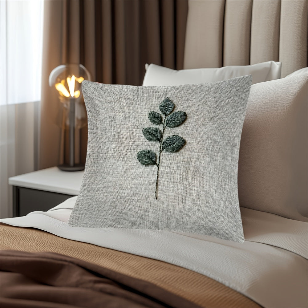 Get the Retro Leaves Embroidered Pillow Cover made with soft short plush polyester material for a luxurious feel. This square zippered cushion case features a double-sided design, making it perfect for home, office, and outdoor decor. Plus, it's easy to