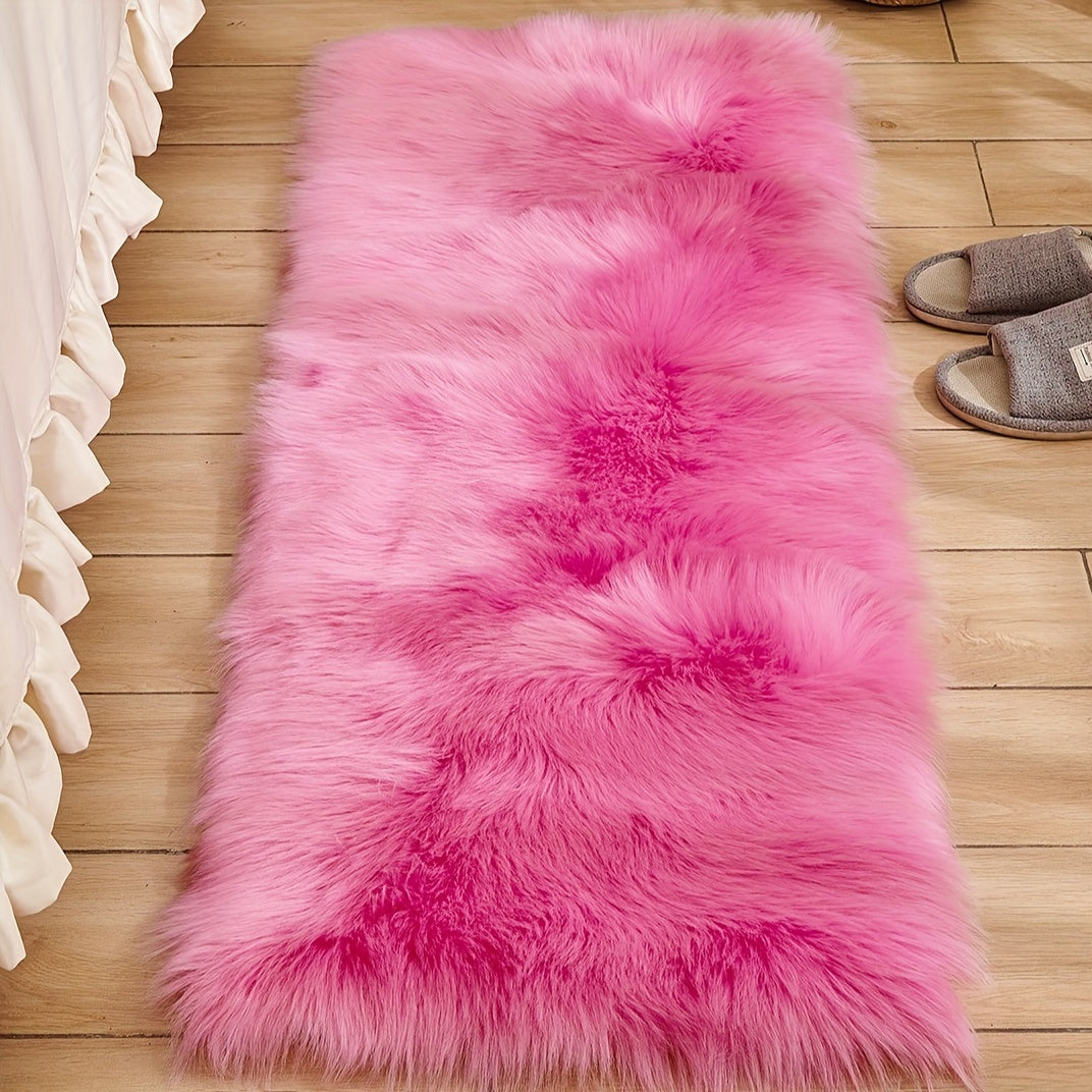 Soft and Fluffy Long Plush Bedroom Bedside Rug made of Artificial Fur, Washable and Ideal for Living Room and Bedroom Window Decoration