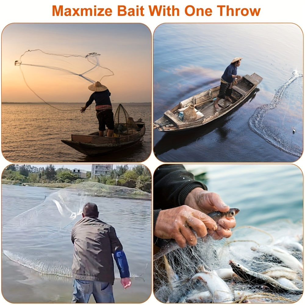 Durable white nylon blend cast net ideal for all fish species.