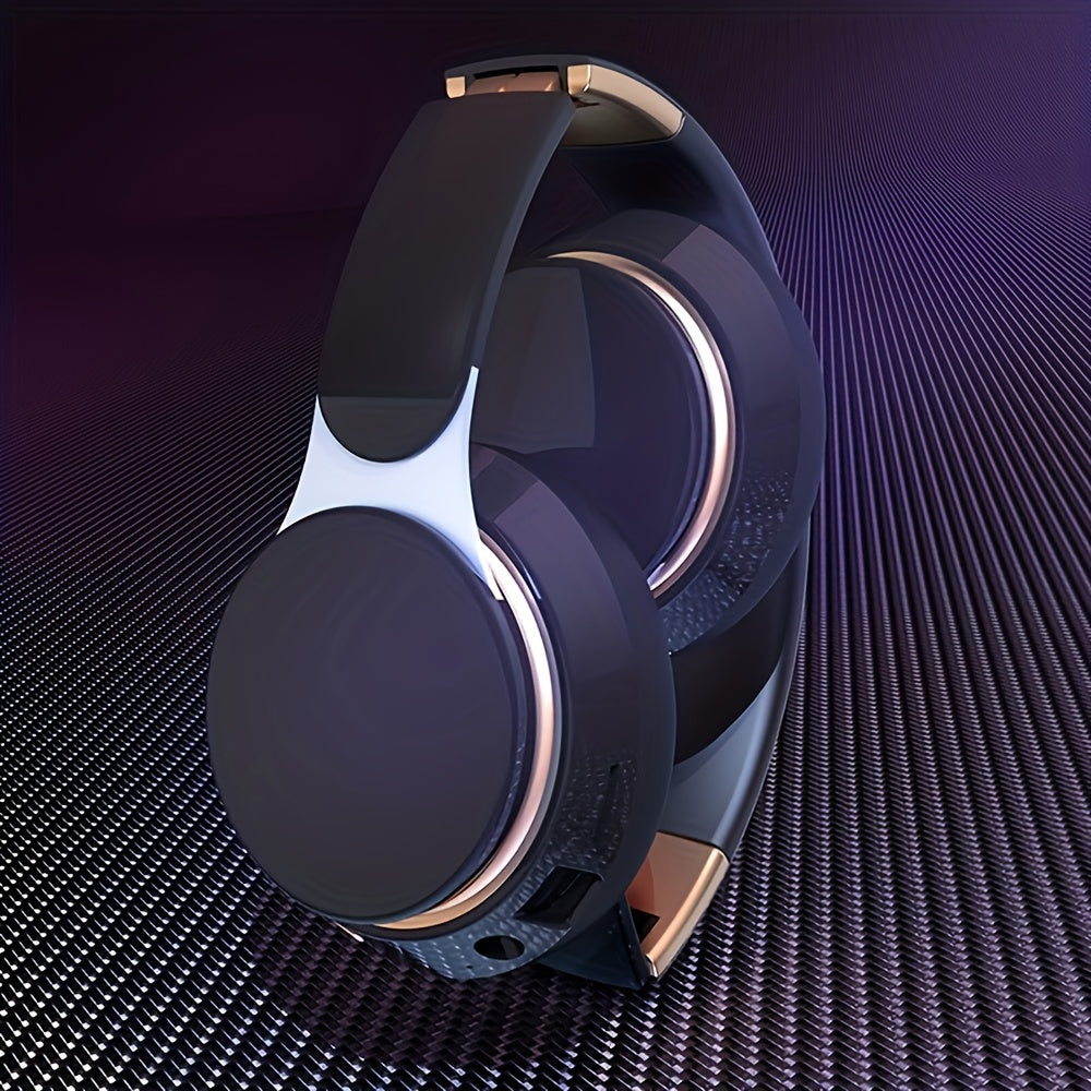 Wireless over-ear headphones with surround bass, foldable design, 400mAh battery. Supports wireless and wired/TF card/radio modes, perfect for sports, gaming, photography, and more.