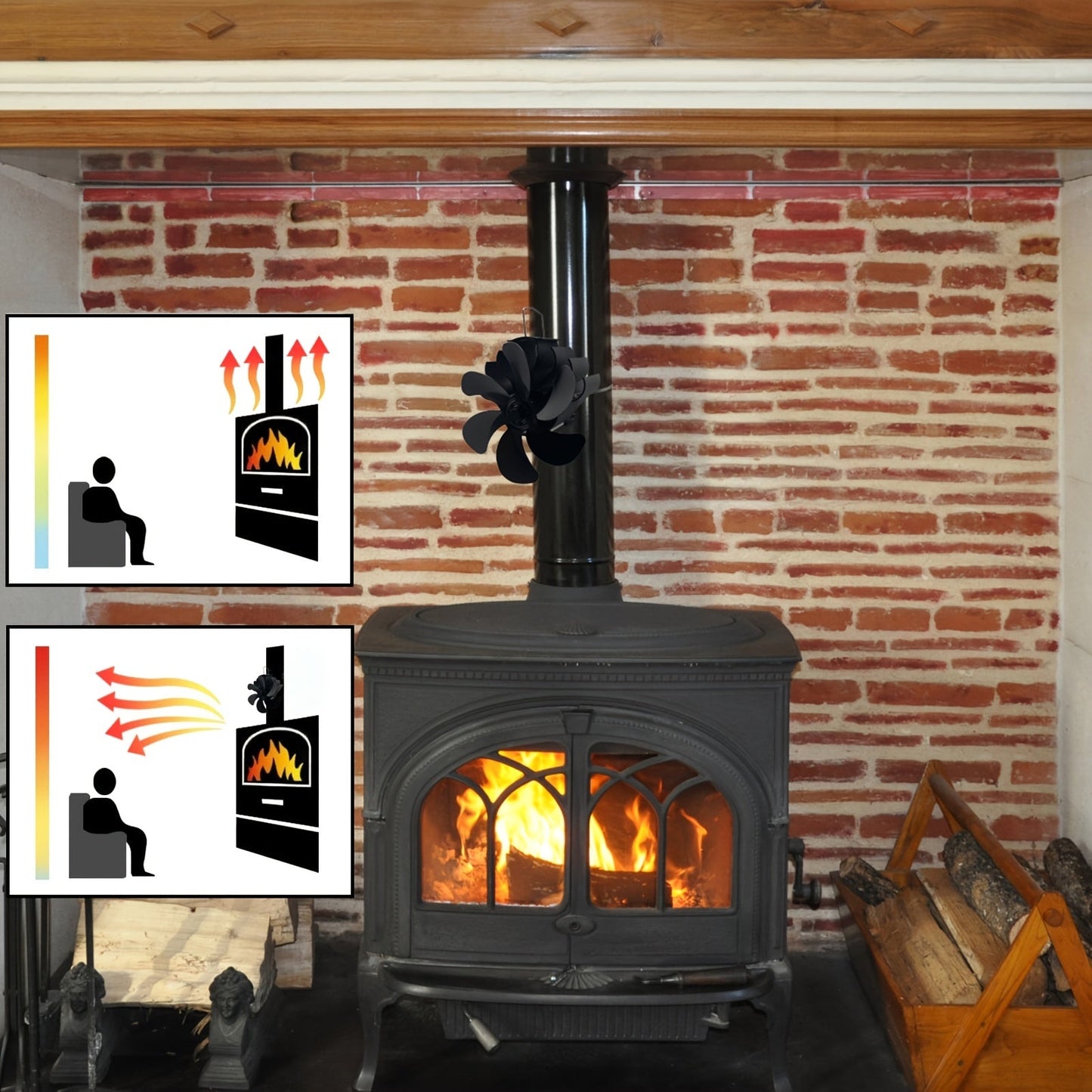 Wood Stove Fan - A Must-Have Fireplace Accessory for Thanksgiving, Halloween, Christmas, and Beyond! Enjoy the Heat-Powered, Non-Electric Fan for Wood Stoves. Perfect as a Fall and Winter Essential Gift.