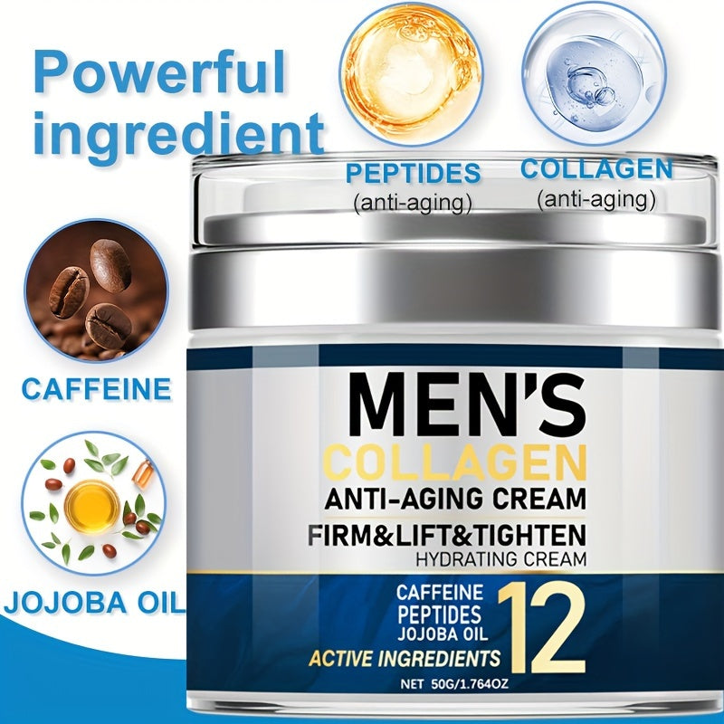 Men's Collagen Face Cream 1.764Oz - Unscented moisturizer firms, tightens, and hydrates skin with key ingredients - suitable for all skin types.