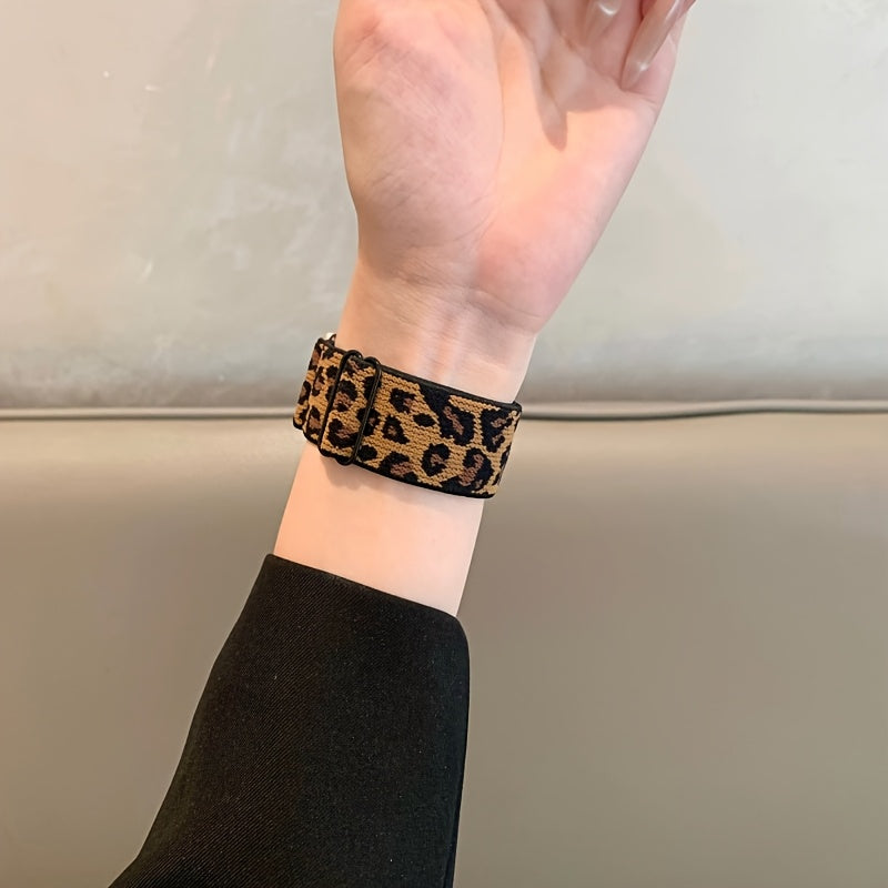 New Elastic Leopard Print iWatch Strap for Apple Watch, compatible with S9/8/7 and Universal 98765se/Ultra2