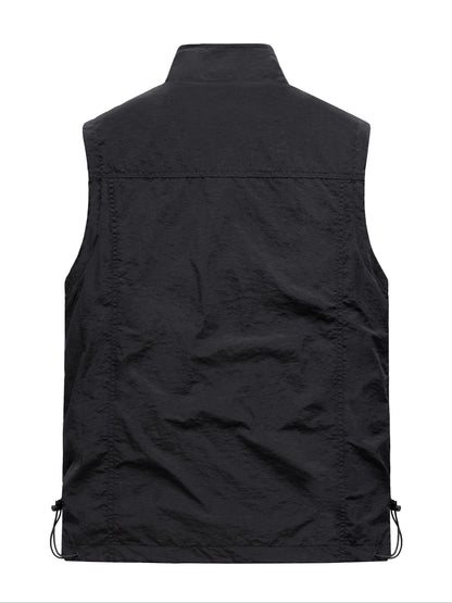 Men's zip-up stand collar vest for outdoor sports