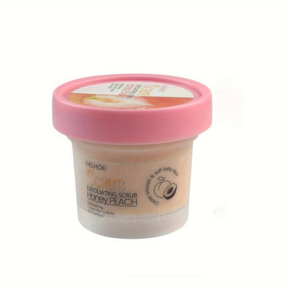 EEHOE Honey Peach Body Scrub Cream (3.53oz) - Deeply cleanses and exfoliates for soft skin. Suitable for all skin types. Contains glycerin.