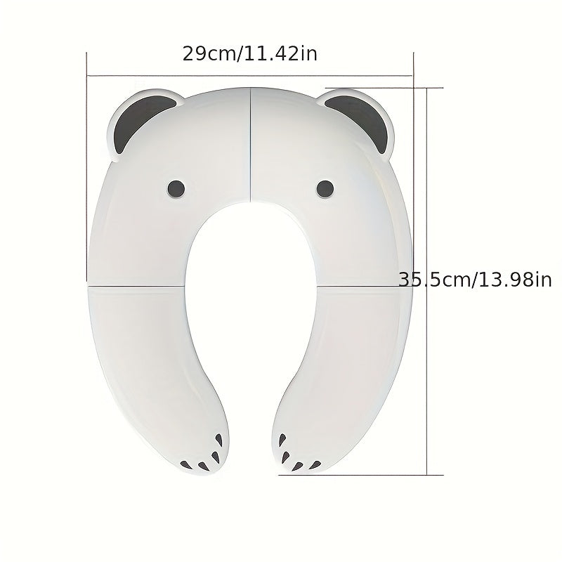 Compact Little Bear Children's Folding Travel toilet Seat Cover with Non-Slip Silicone Pad and Built-In Buckle Design - Portable Toilet Trainer for Toddlers, Boys, and Girls - Safe and Fun Gift for Kids