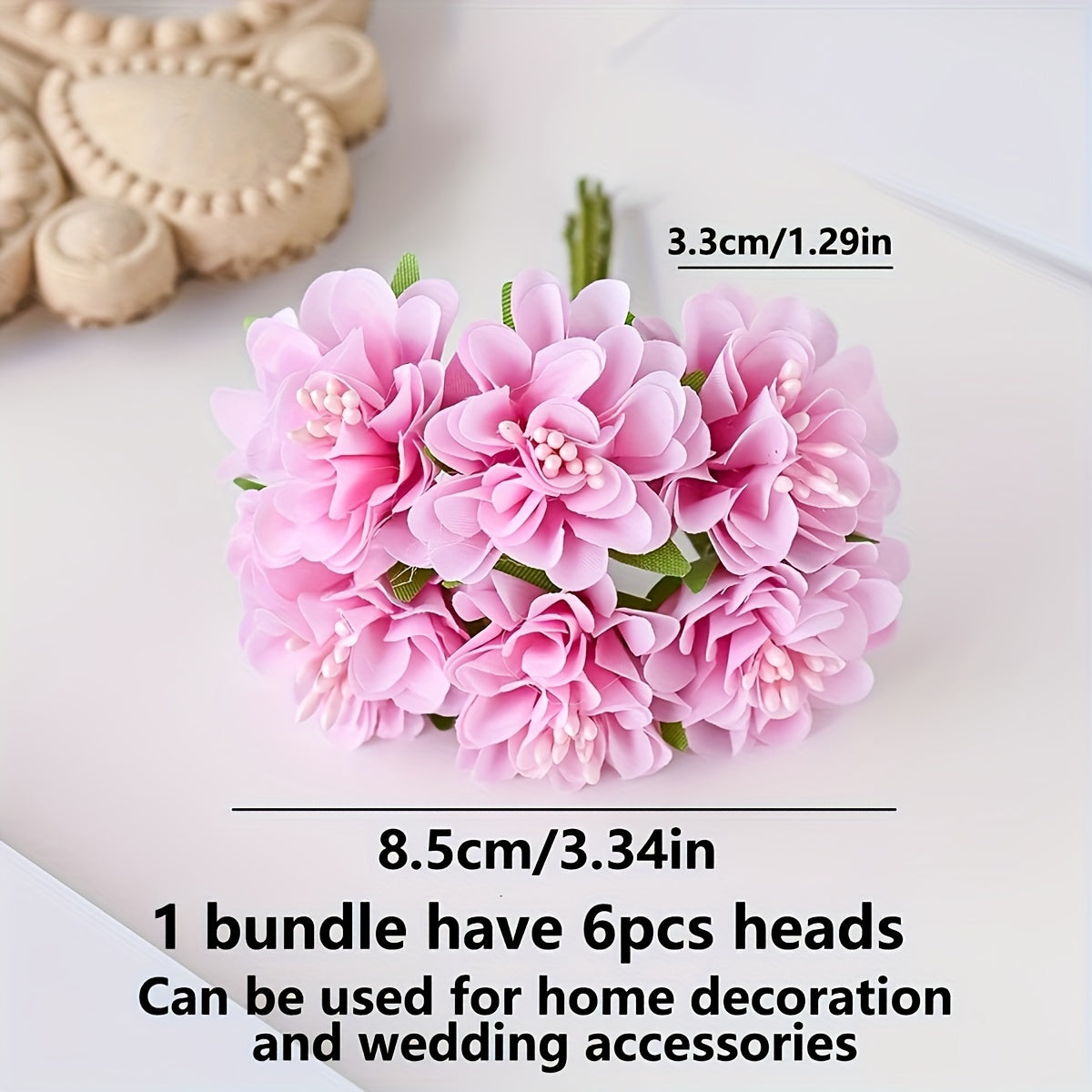 1 Mini Artificial Hydrangea Bouquet with 6 Heads, Plastic Carnation Flowers. Ideal for Home Decor, Wedding, Engagement, Various Rooms. No Container or Electricity/Batteries Needed. Perfect for DIY, Garden, Outdoor, Holidays, and Special Occasions.