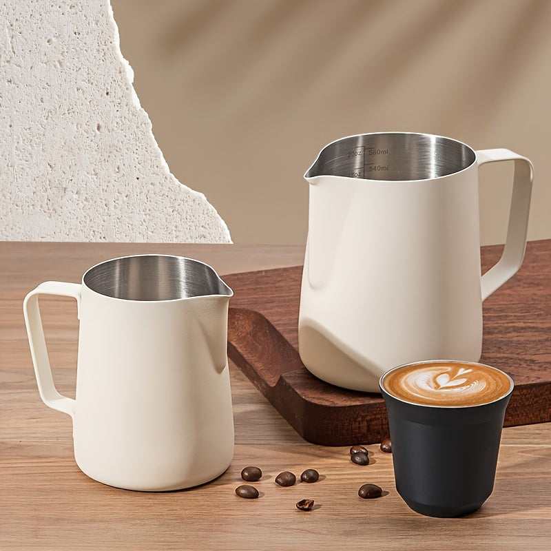 Stainless Steel Milk Frothing Pitcher - Available in 12oz or 20oz sizes | Great for creating Espresso, Cappuccino, & Latte Art | The perfect gift for coffee lovers | Suitable for home, office, or coffee bar use | Essential coffee accessory