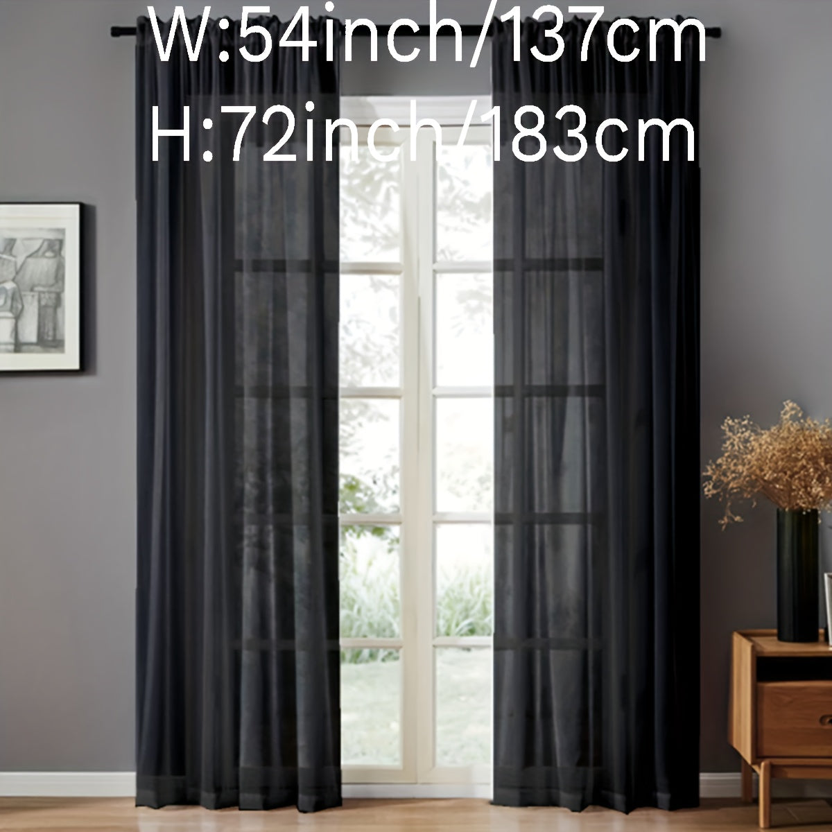 Pair of Sheer Voile Curtains with Rod Pocket for Kitchen, Bedroom, and Living Room Home Decor