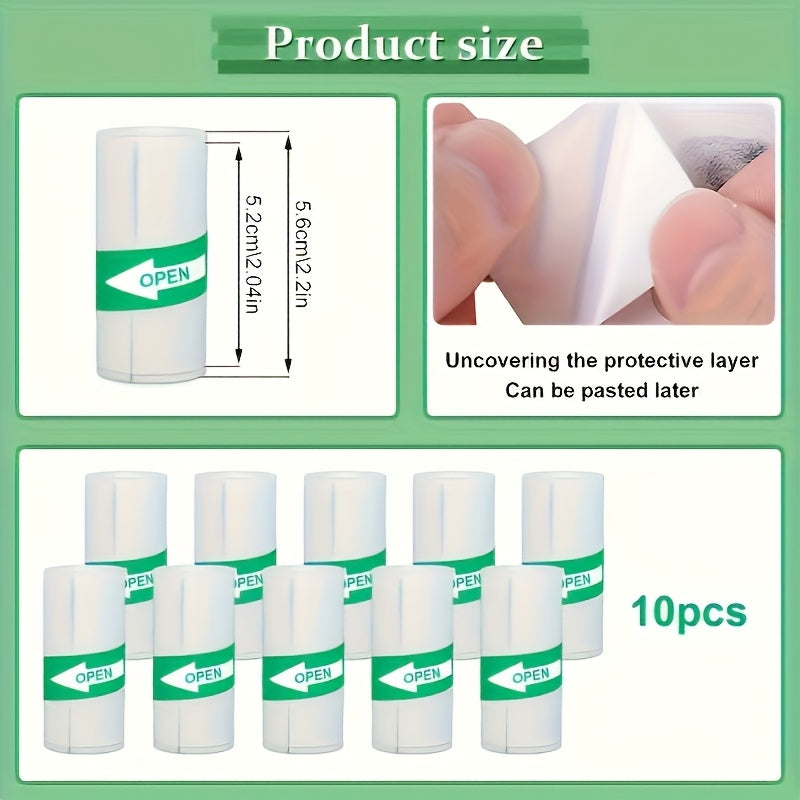 10 Rolls mini self-adhesive thermal paper printer labels for 57mm inkless printers.