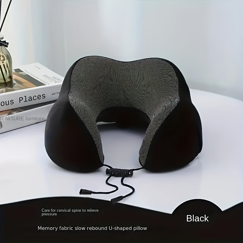 Travel in comfort with the 1pc Ergonomic U-Shaped Memory Foam Neck Pillow, featuring a removable washable cover. This reversible pillow provides neck support for airplane and office use. Made with spot-clean woven polyester fiber, weighing 200-250gsm.