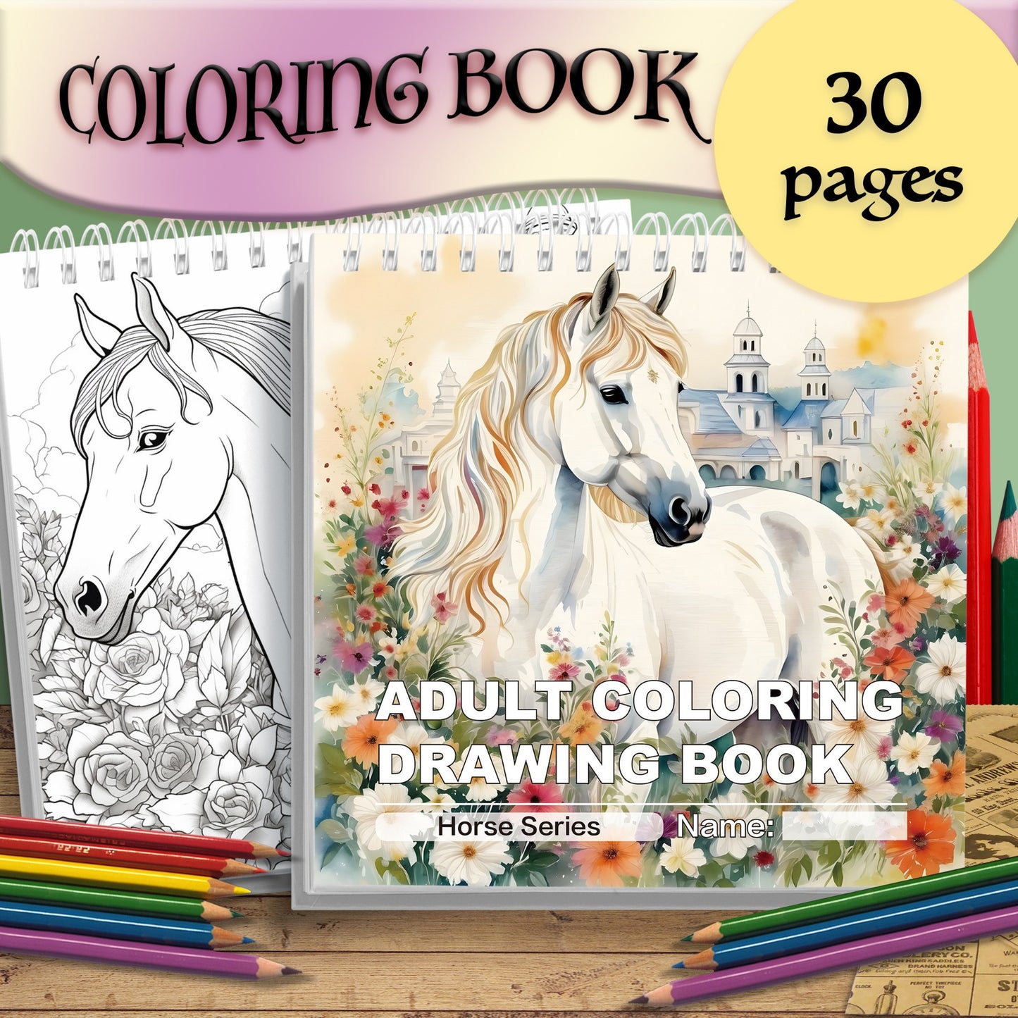 Find peace and joy with our adult horse coloring book, suitable for all skill levels.