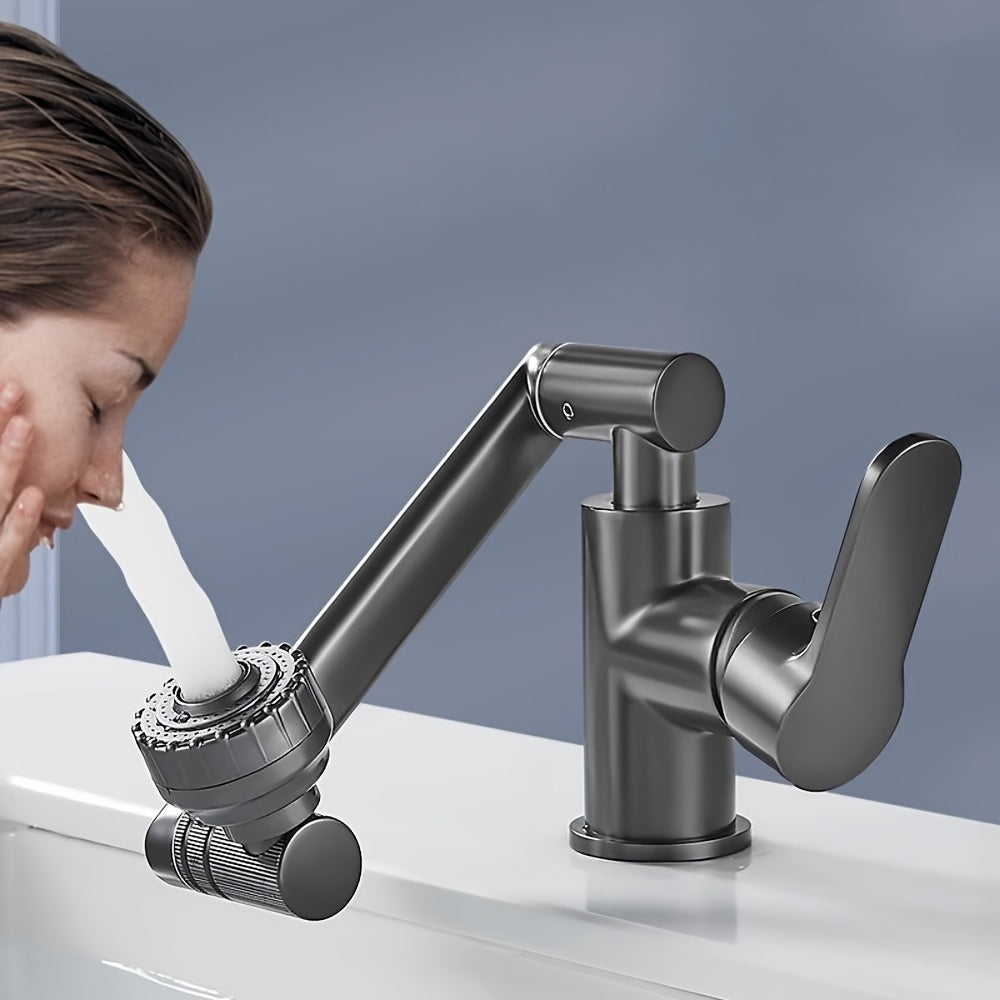 Single handle bathroom faucet with hot and cold water supply, single hole installation, Asian gauge G1/2 thread, corrosion-resistant plastic material, rust-proof, water-saving design.