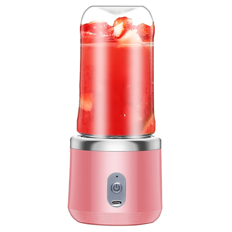 Portable USB Rechargeable Blender with 2 Cups - 13.4OZ Smoothie Mixer, 6-Speed Adjustable, Ideal for Fruits, Vegetables, and Smoothies. Features Built-in 400mAh Battery for Camping, Dining, and Outdoor Use.