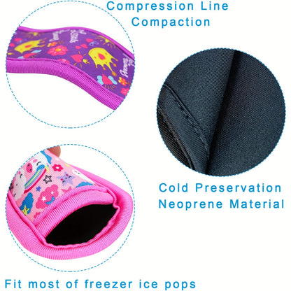 Ice Pop Neoprene Insulator Sleeves, reusable and colorful, perfect for holding freezer popsicles.