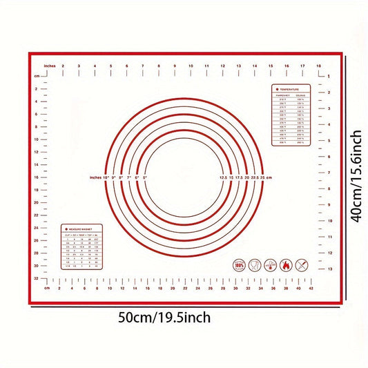 1 piece of Silicone Pastry Mat for Non-Stick Baking, as a Counter Mat or Pastry Board for Rolling Dough. Ideal for making Bread, Candy, and Cookies, this versatile tool is a must-have for any baker. Perfect for use in the kitchen, this gadget is a